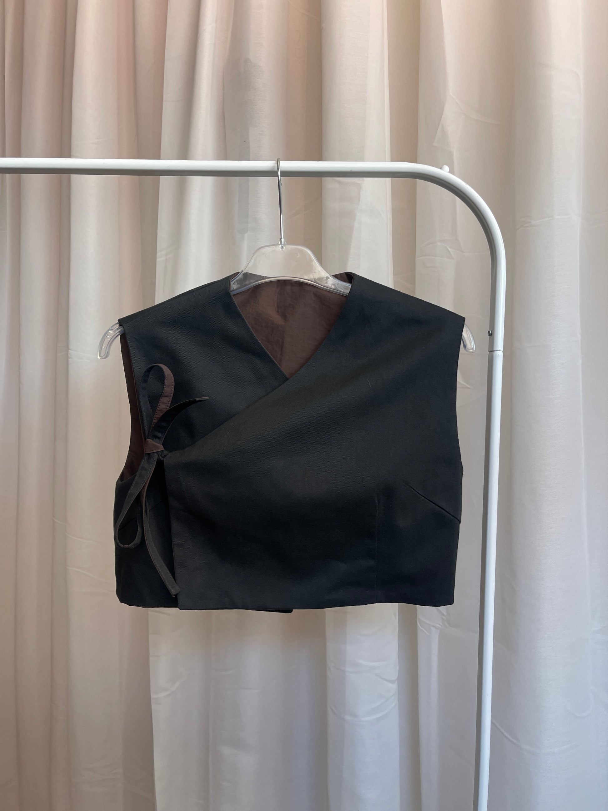 KIMÔ VEST / brown nylon+cotton blend