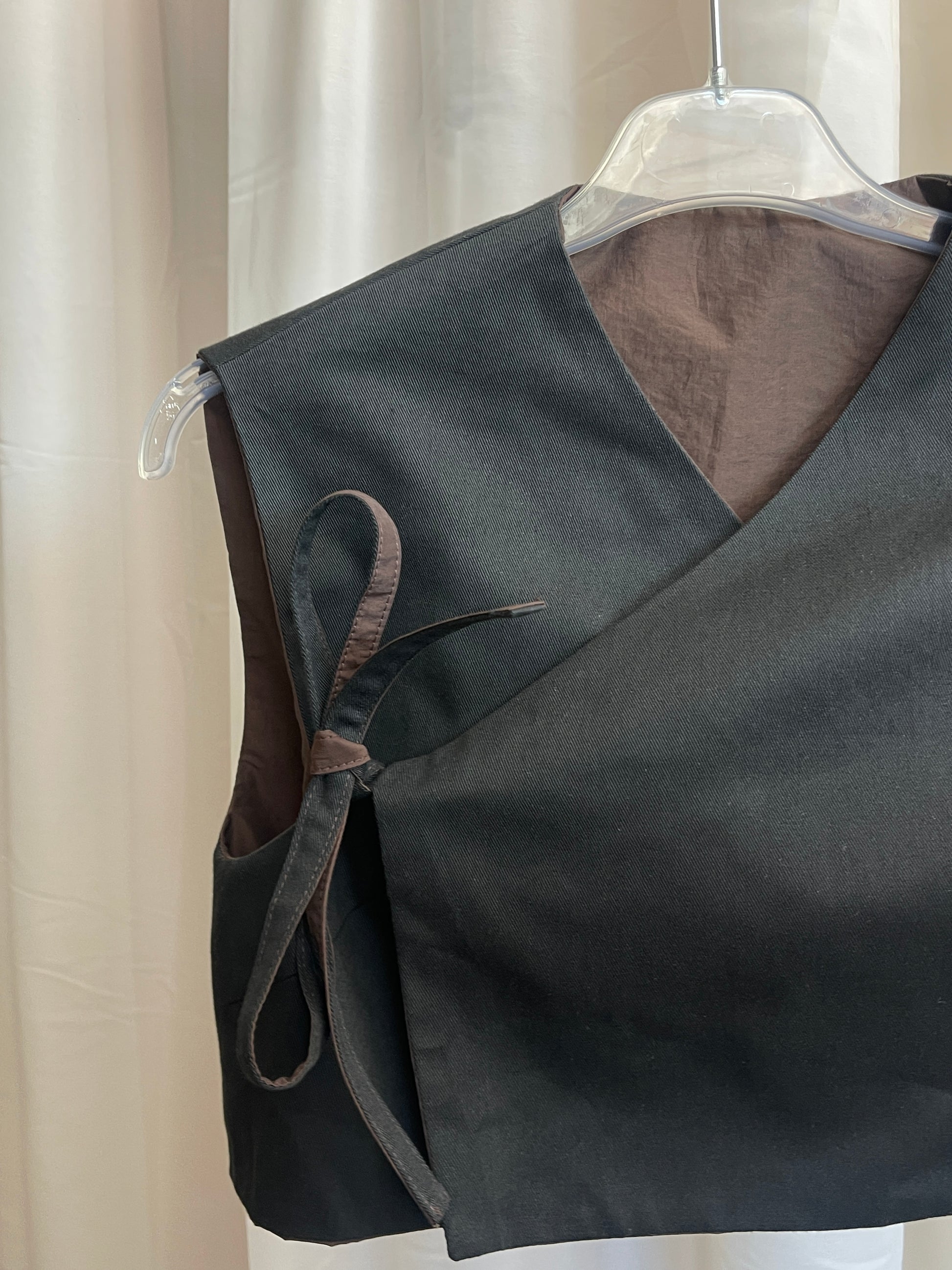 KIMÔ VEST / brown nylon+cotton blend