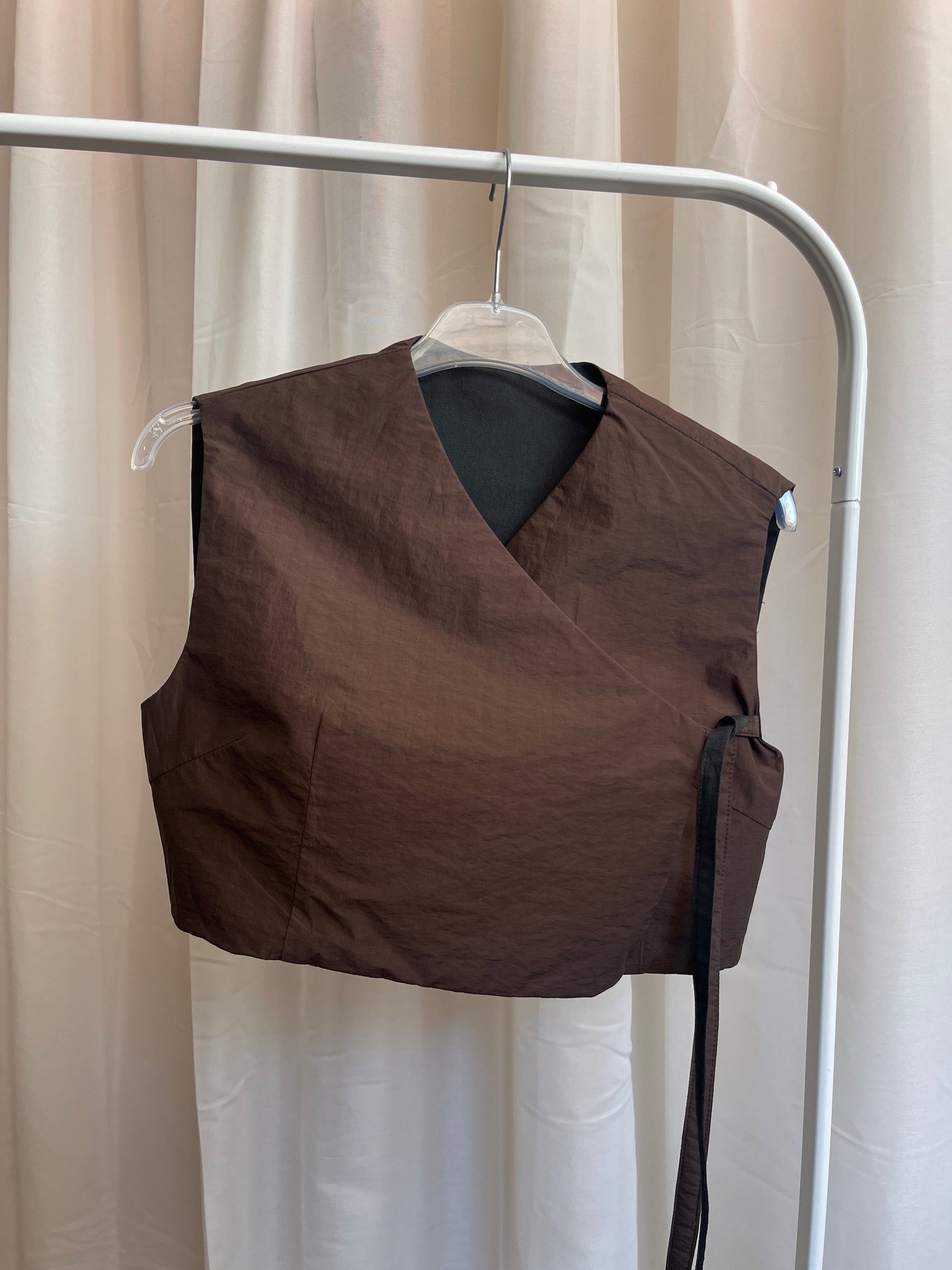 KIMÔ VEST / brown nylon+cotton blend