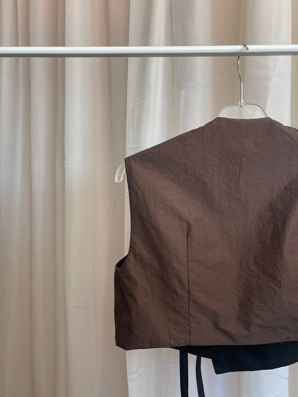 KIMÔ VEST / brown nylon+cotton blend