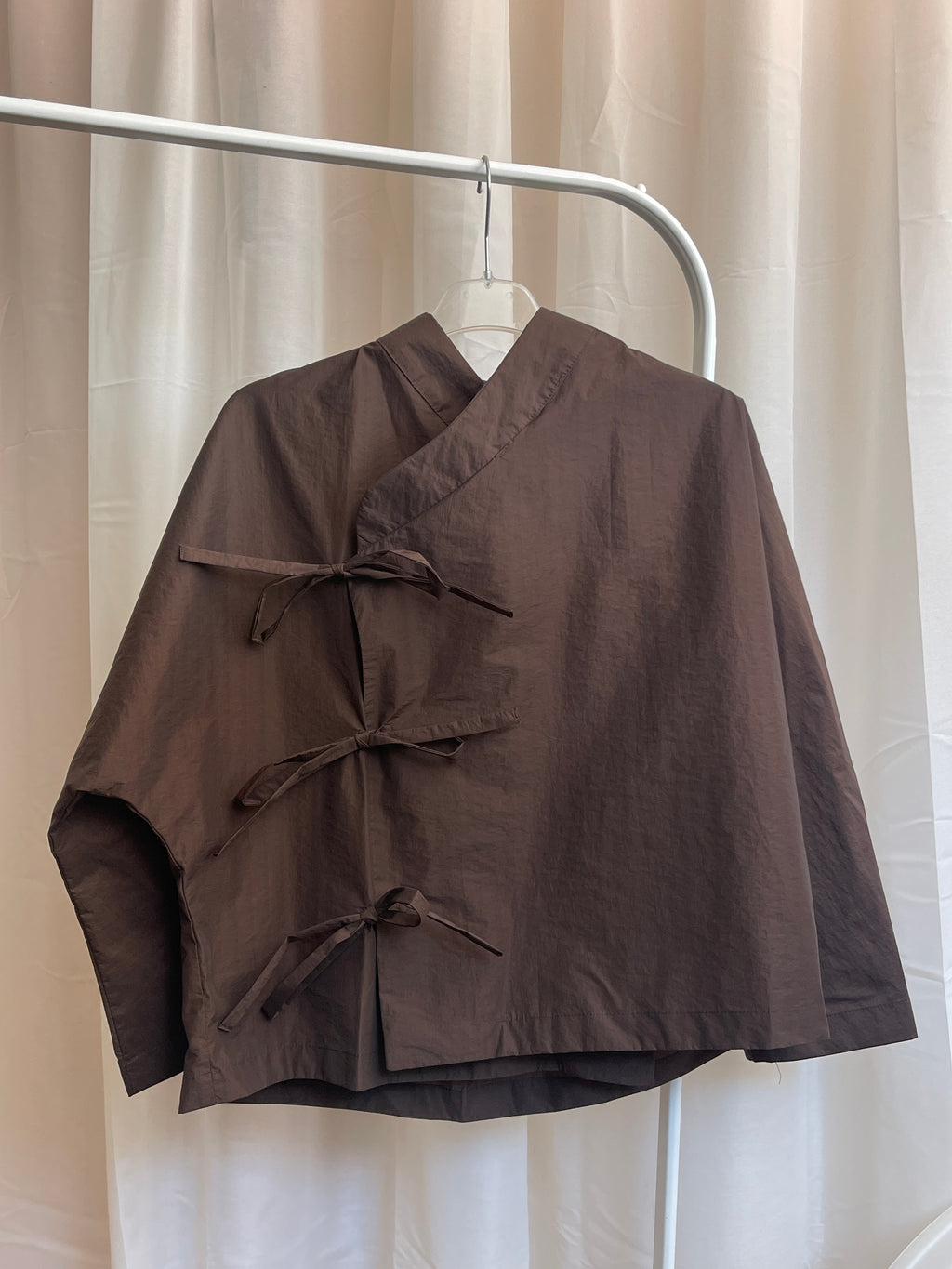 KIMÔ SHIRT / brown nylon+cotton blend
