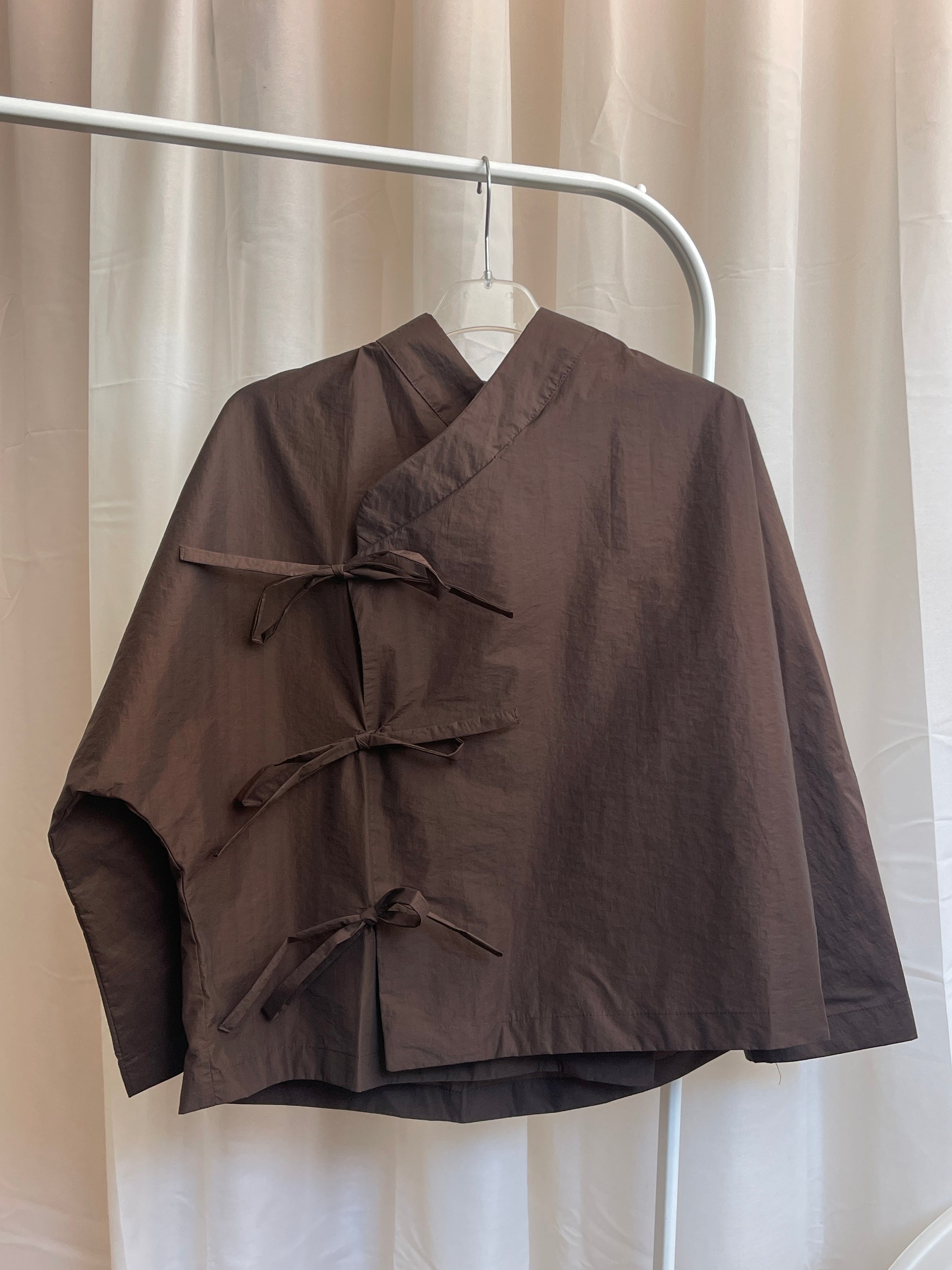 KIMÔ SHIRT / brown nylon+cotton blend