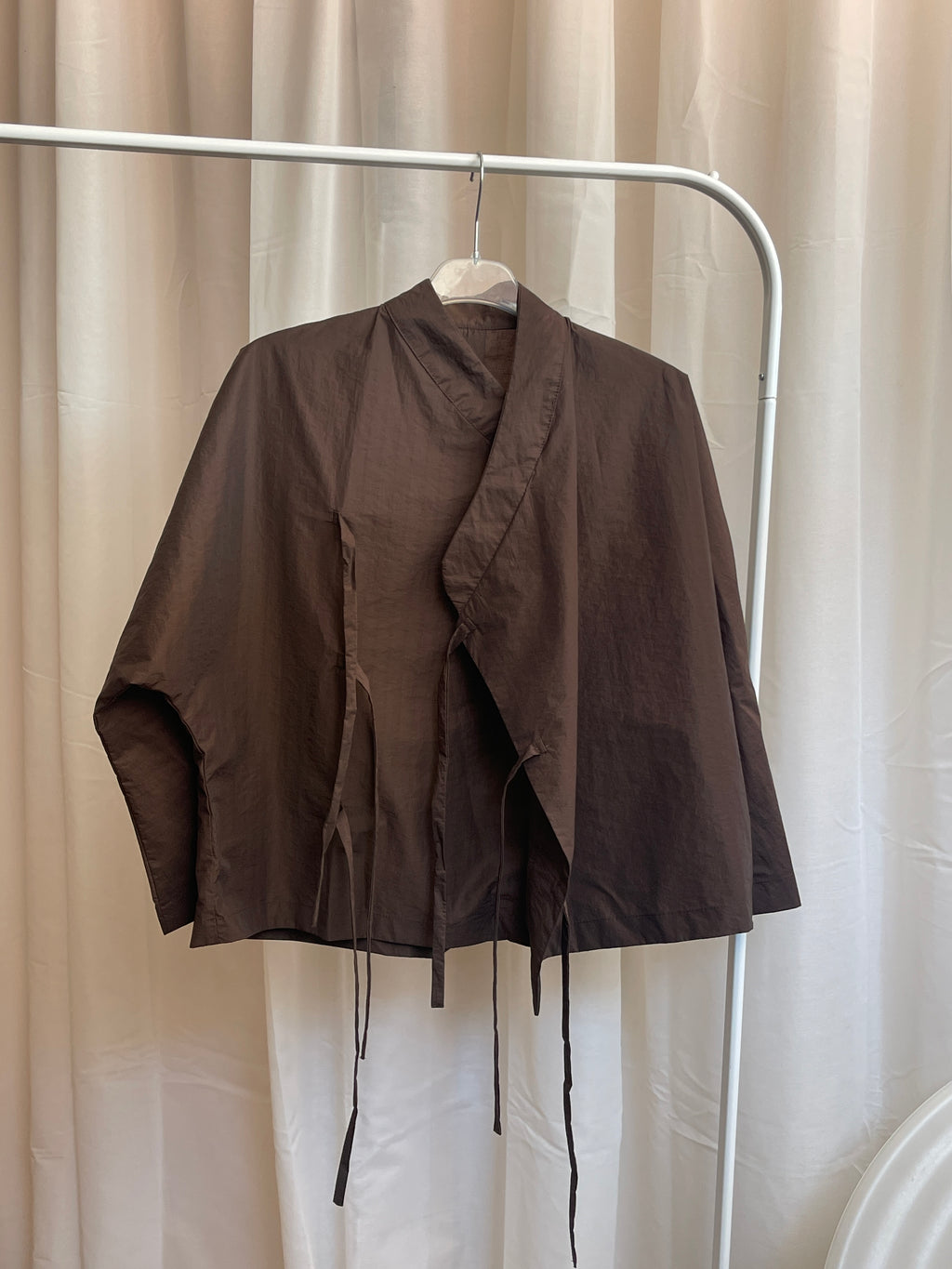 KIMÔ SHIRT / brown nylon+cotton blend